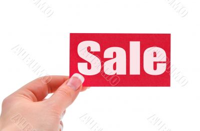 hand holding sale card