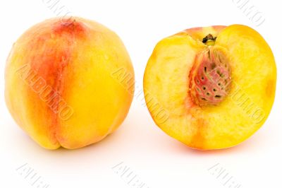Two ripe peaches