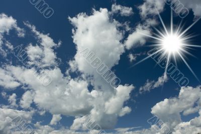 White clouds in the blue sky