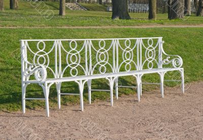 White garden bench