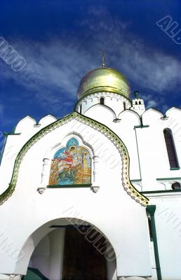 Russian Cathedral with icon of Saint George on the wall