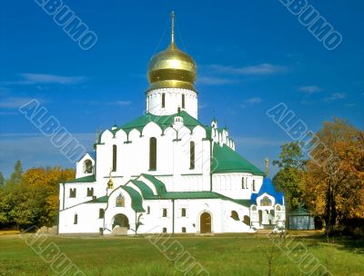 View of white russian cathedral