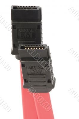 SATA cable red close up