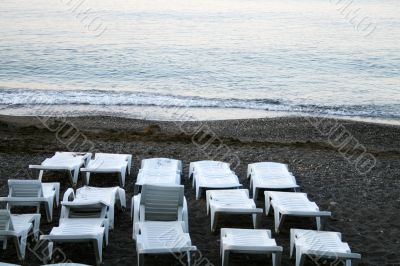 Uninhabited evening beach