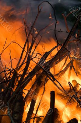 Burning fireplace