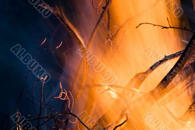 Burning fireplace