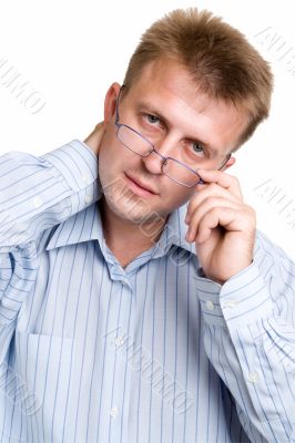 serious man with glasses