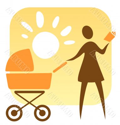 woman and baby carriage