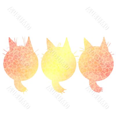 Summer sun cat trio illustration