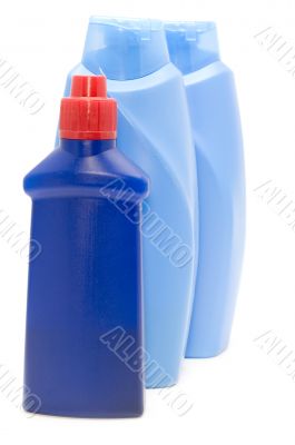 Three Blue bottle macro