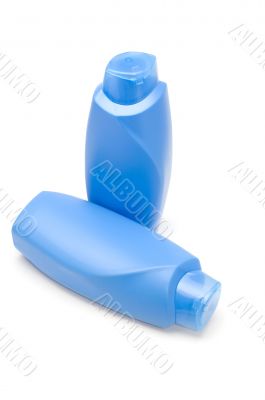 Two Blue bottle on white