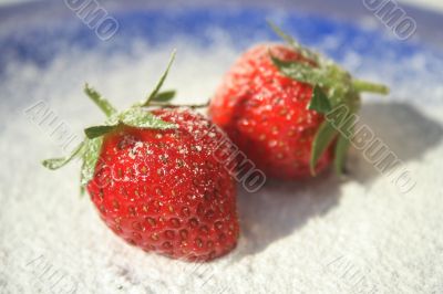 Strawberries on a blue plate