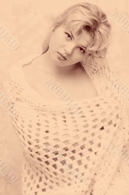 Vintage photo of  beauty woman.