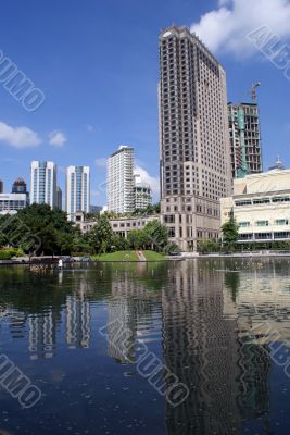 Fountain and buildings