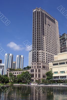 Buildings and fountain