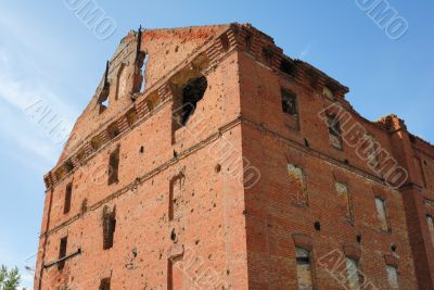 Museum - panorama Stalingrad fight - The destroyed mill. Volgograd. Russia.