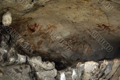 Pictures on the wall of cave