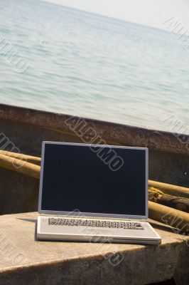 Laptop on boat