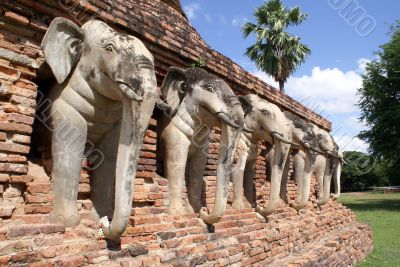 White elephants and red bric pagoda