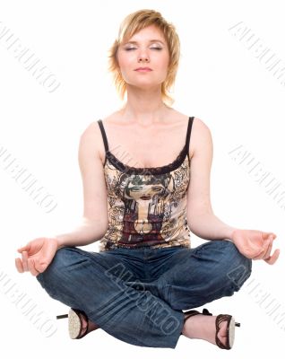 beautiful girl meditates