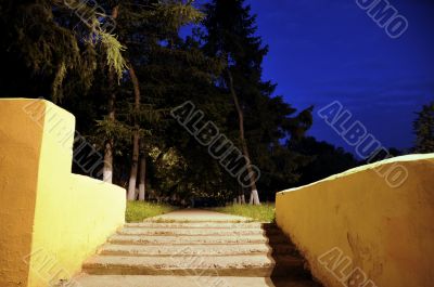 Night city park.