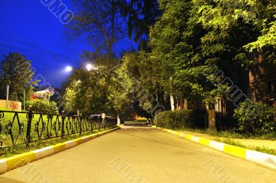 Night city park.