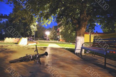 Night city park.