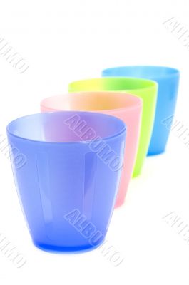 color plastic cups closeup