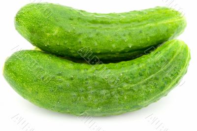 Two green cucumbers