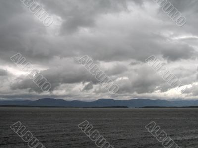 water, mountains and clouds