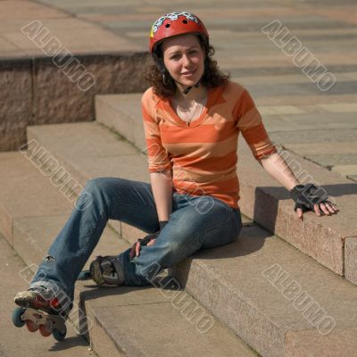 Smiling Rollerskating Girl