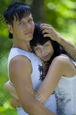 a young couple in the park