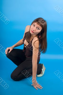 Portrait with a blue background