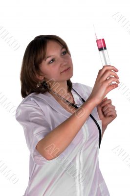 beautiful female doctor isolated on white