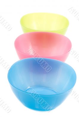 Plastic plates on white