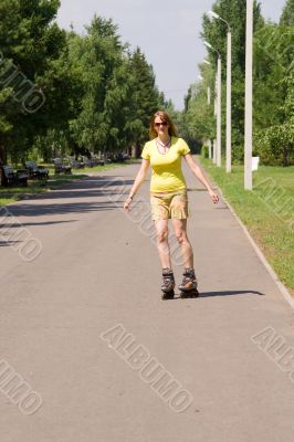 Woman on roller skates