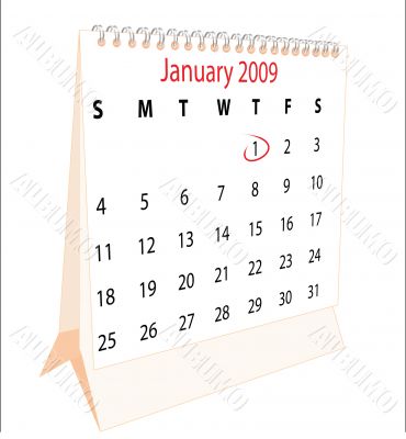Calendar of a desktop 2009 for January