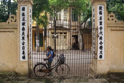 Woman and bicycle