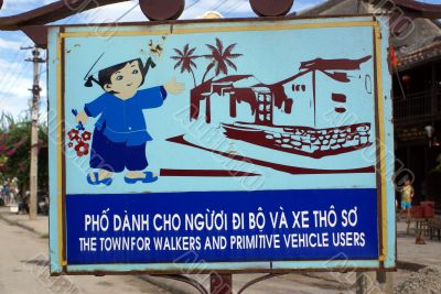 Blue sign in Hoi An