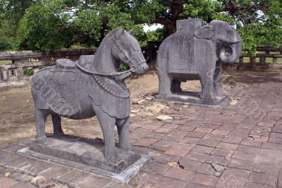Horse and elephant