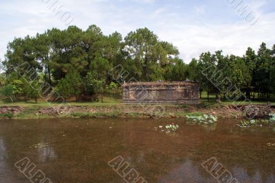 Wall and pond