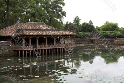 Lake and pavilion