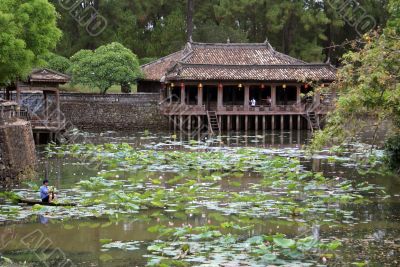 Pavilion and lake
