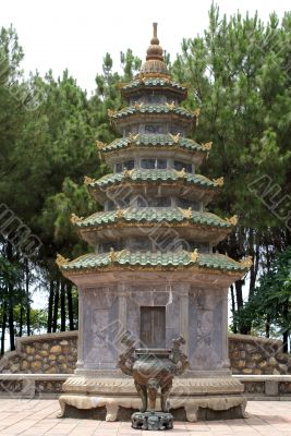 Pagoda and pine tree