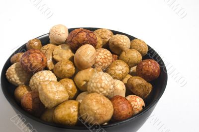 Bowl of Asian crackers