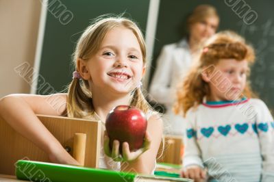 Girl with apple