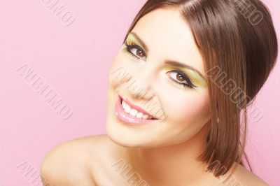 Young Woman On Pink Background