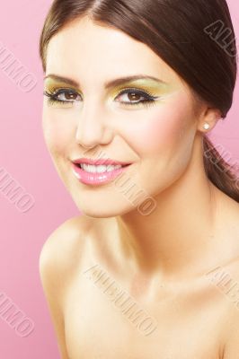 Young Woman On Pink Background