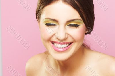 Young Woman On Pink Background