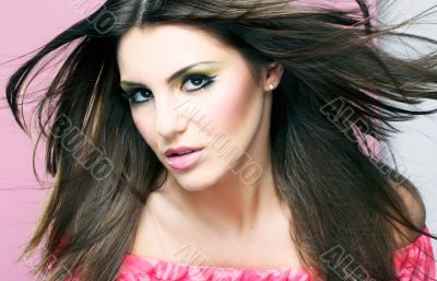 Young Woman On Pink Background